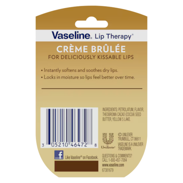 Бальзам для губ Vaseline Lip Therapy Creme Brulee, 7г vaseline-creme-brulee-7g фото